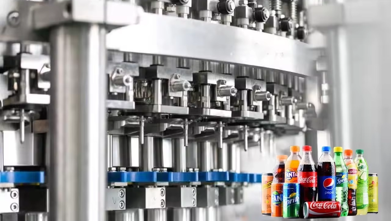 Display of core parts of Energy Drinks Filling Machine 
